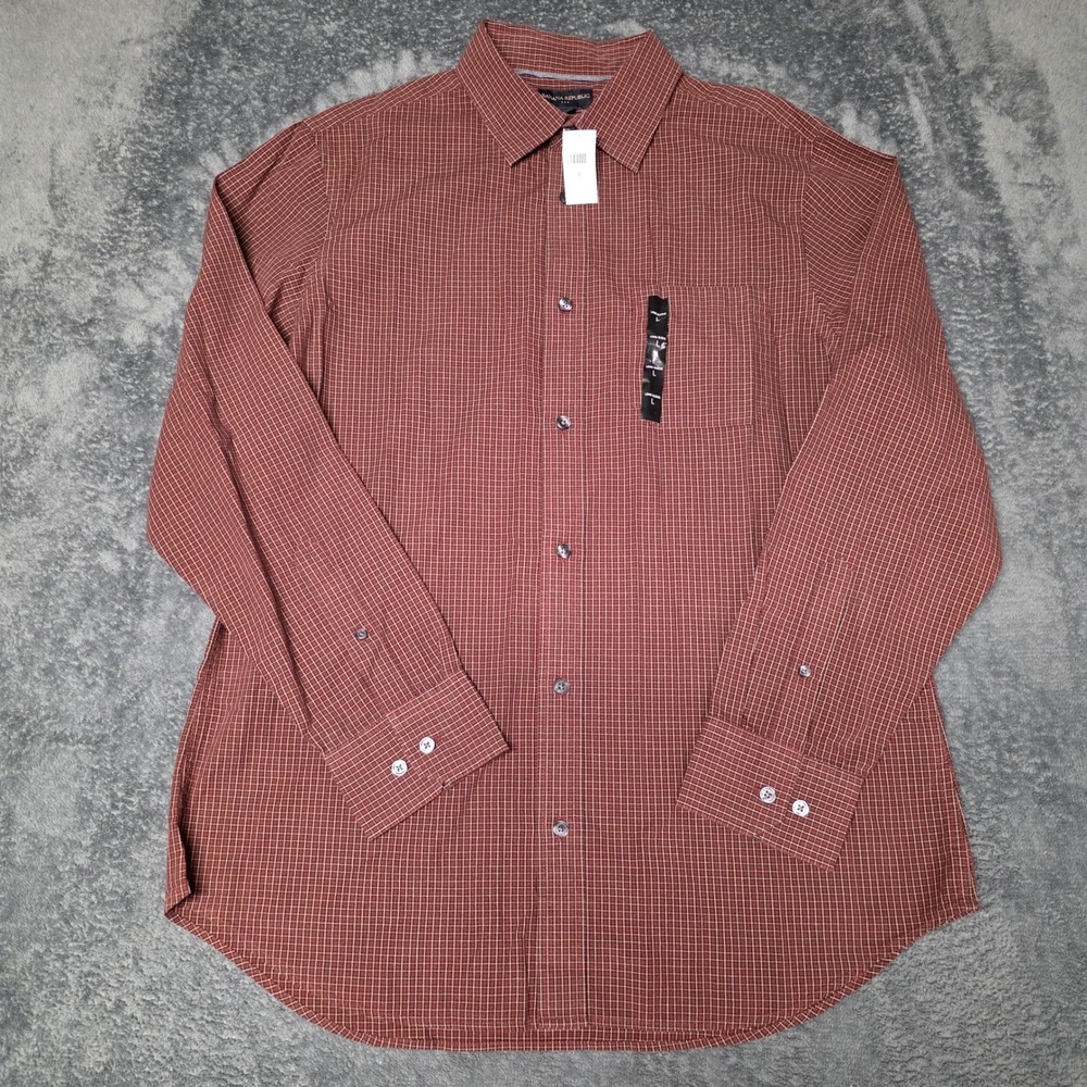 Banana Republic Button Up Shirt Mens L Red Check Preppy Casual Business New